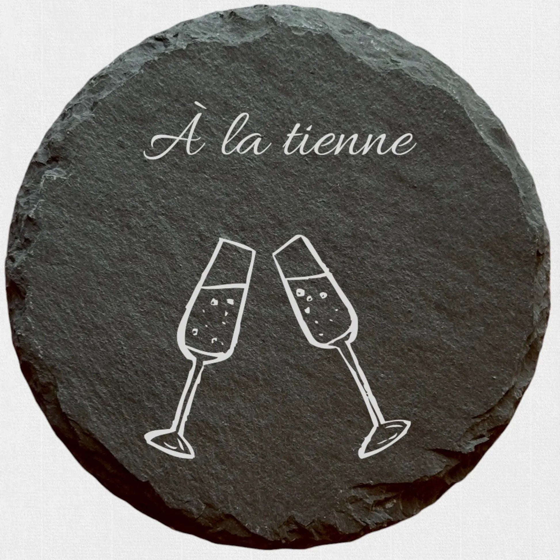 À la tienne Champagne 2 - Ardoise ronde personnalisée CocoBen's - Personnalisation
