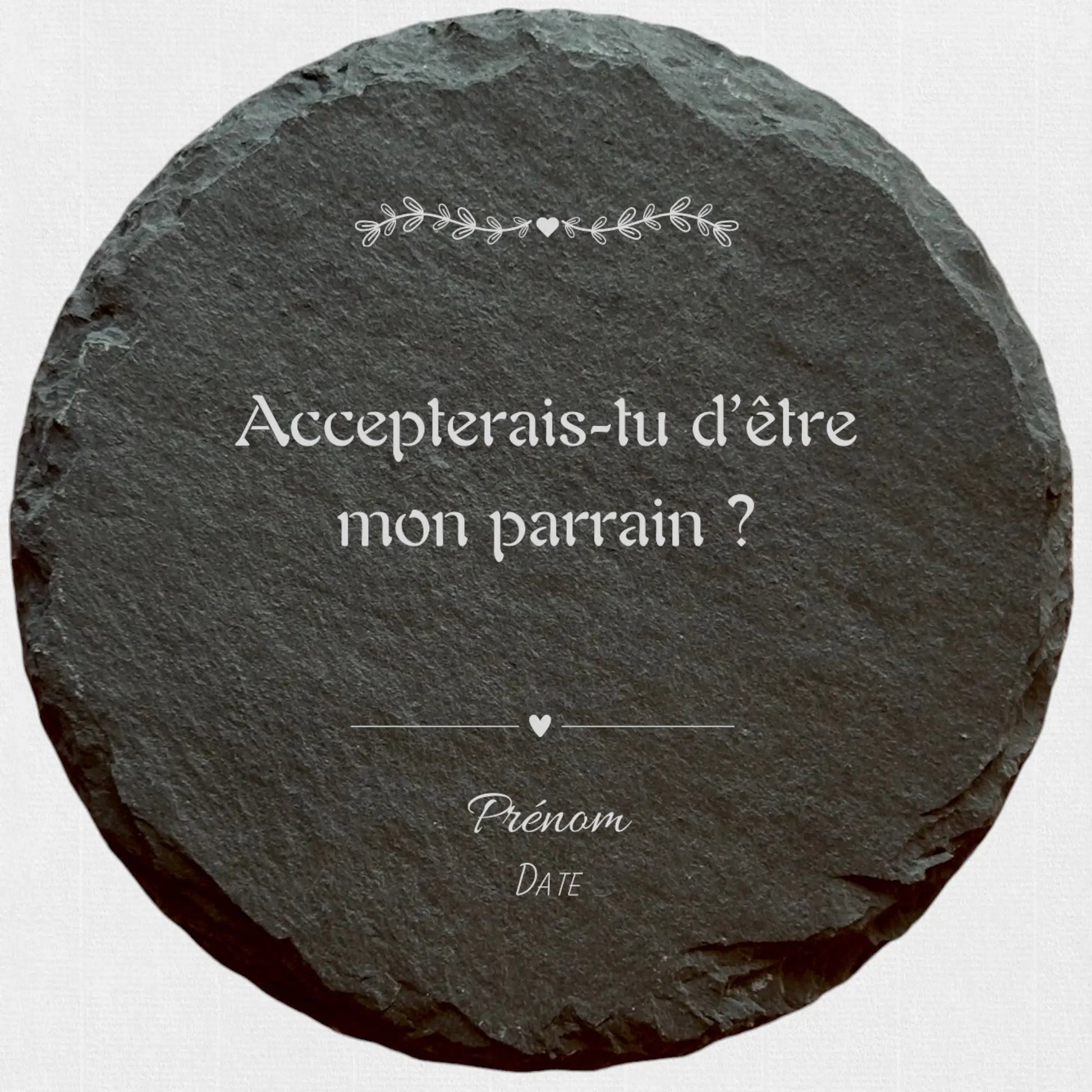 Accepterais-tu d'être mon parrain ? - Ardoise ronde personnalisée CocoBen's - Personnalisation