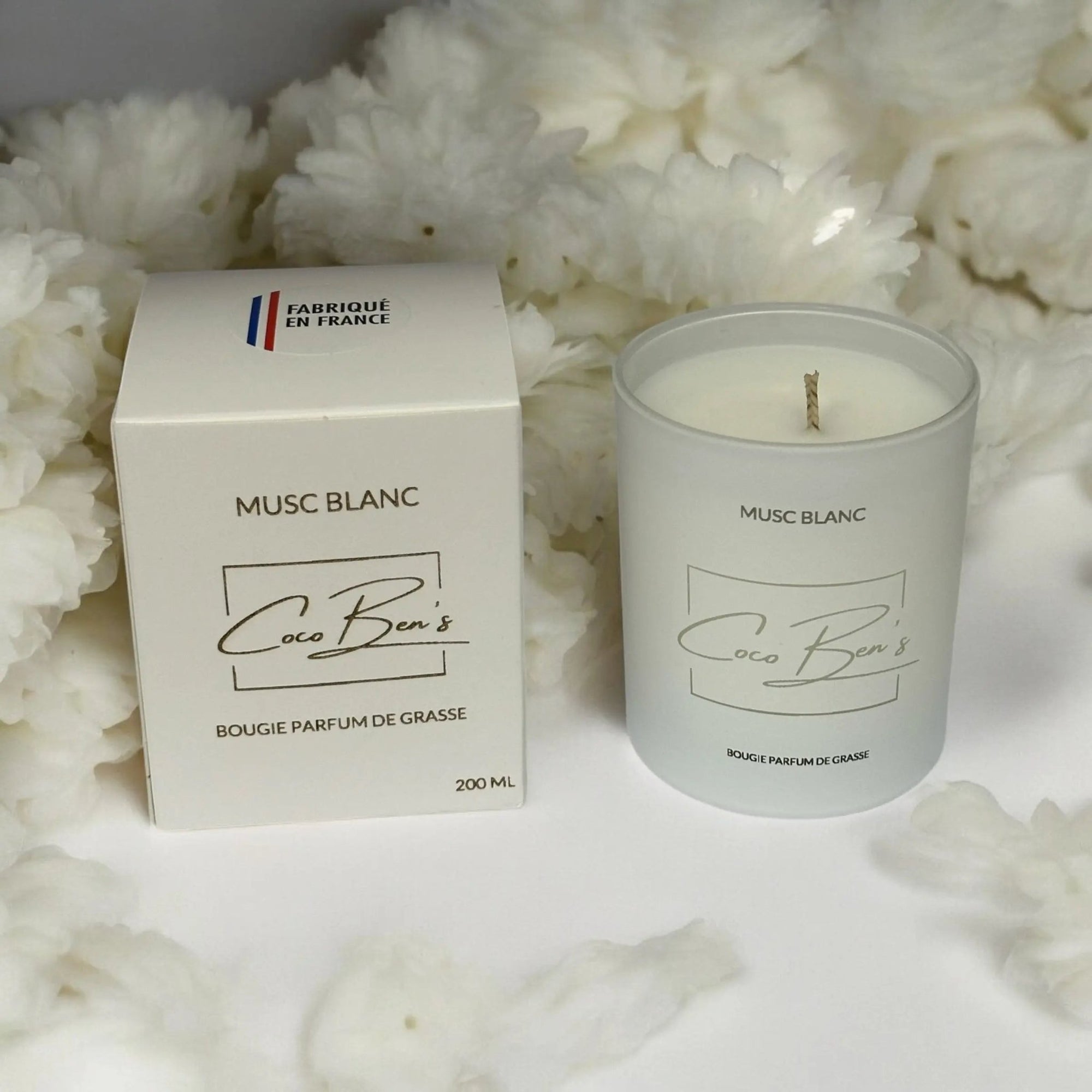 Bougie au parfum de Grasse - Musc blanc - 200ml - Déstockage - CocoBen's